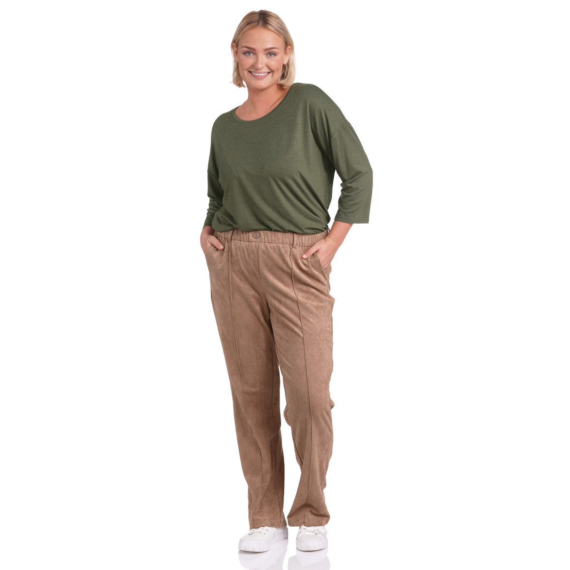 Damen Velourshose mit Straight-Fit