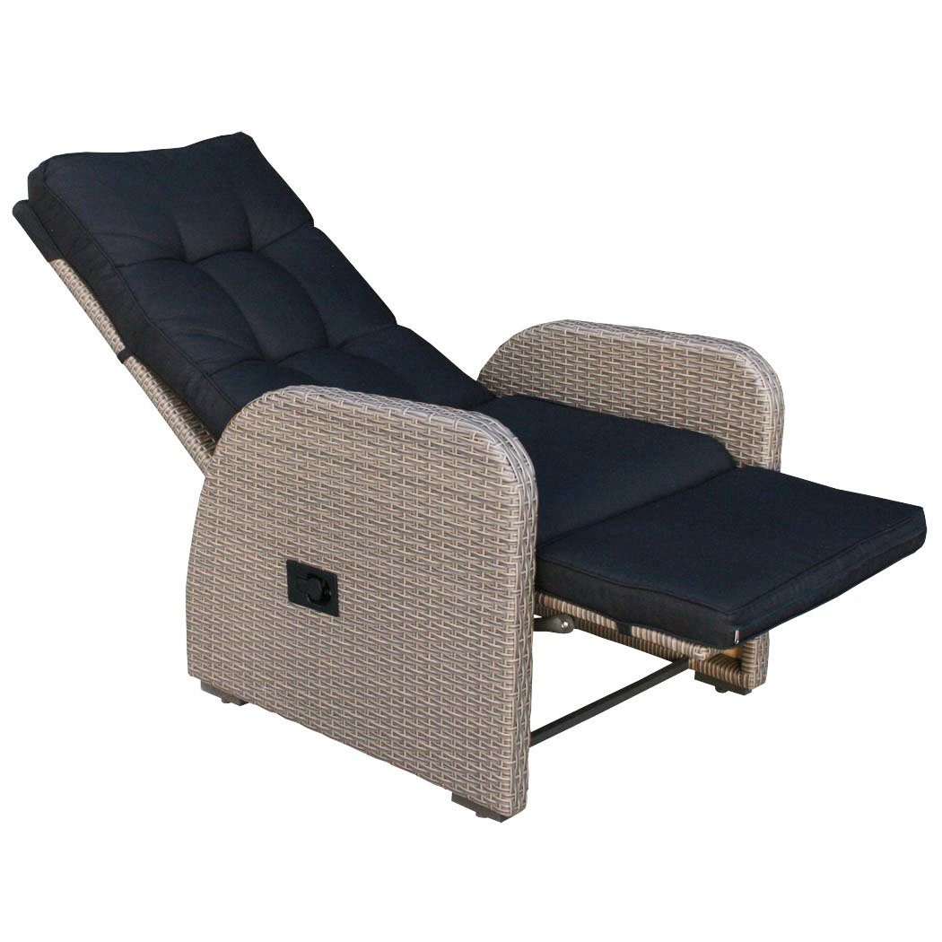 KMH Gartensessel Polyrattan-Liegestuhl *BOB* braun bi-color