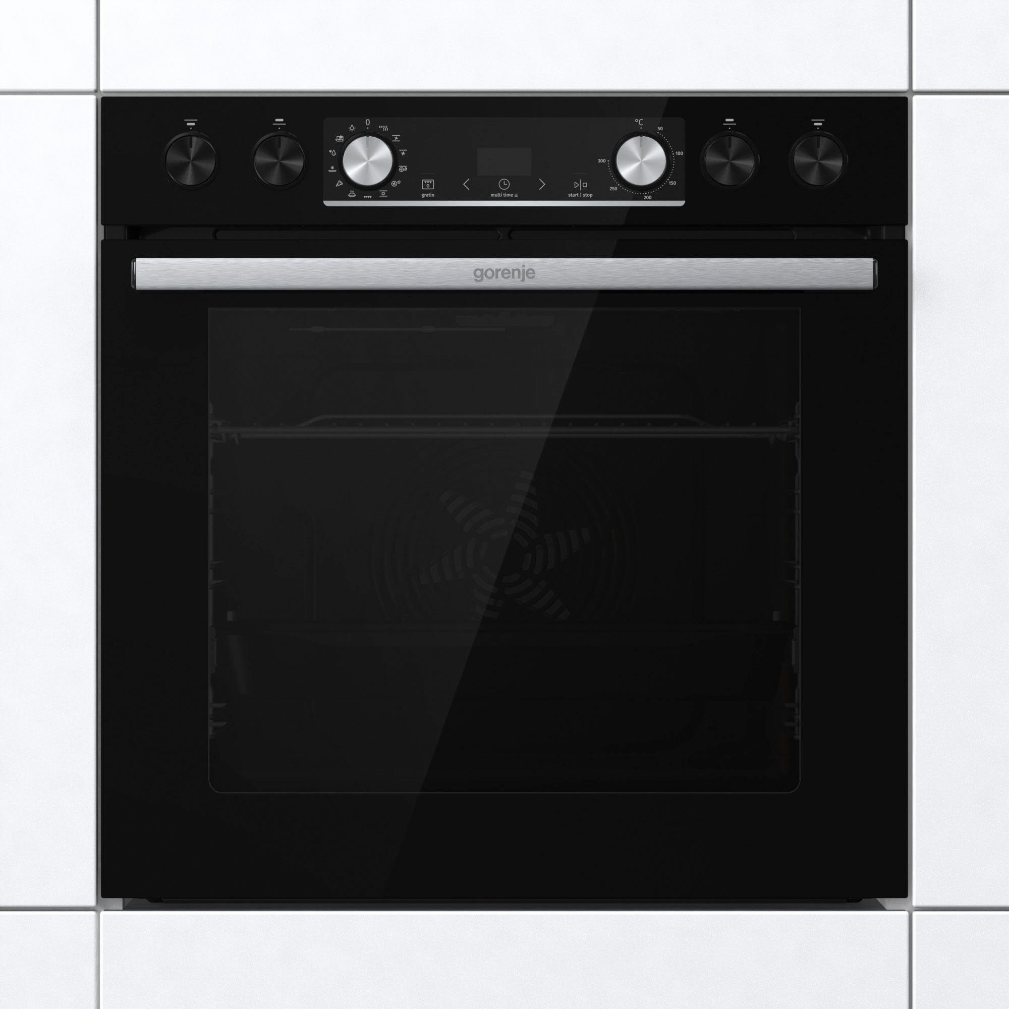 GORENJE Elektro-Herd-Set Black Set 4, mit 1-fach-Teleskopauszug, Aqua Clean