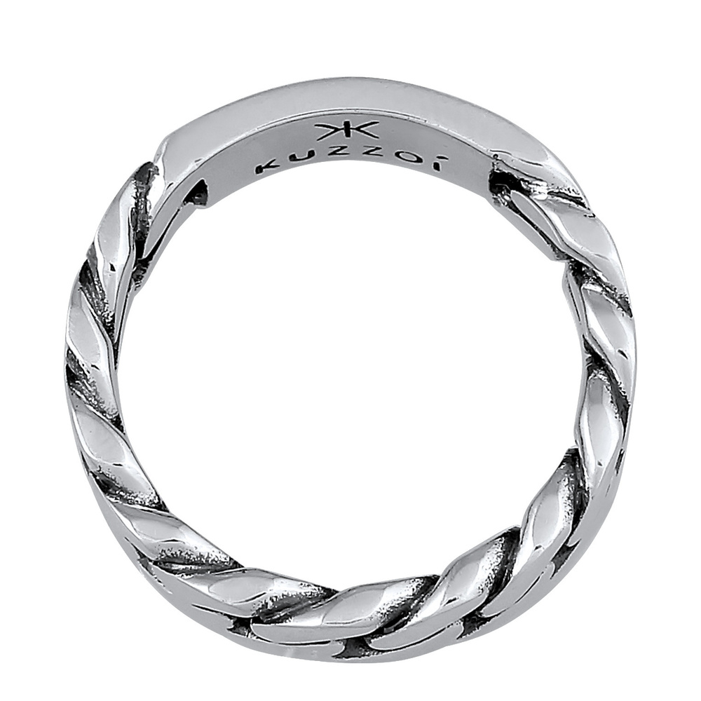 KUZZOI KUZZOI Bague Hommes sceau optique de chaîne maillons en argent sterling 925 Bague