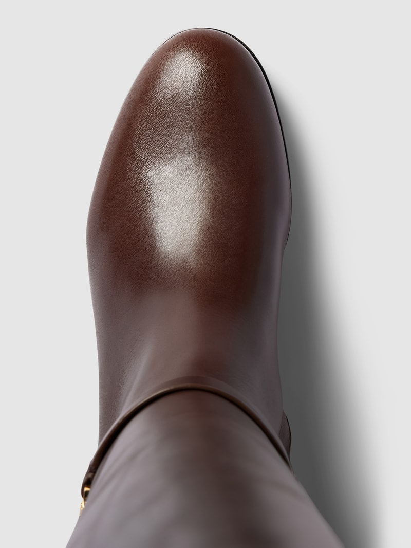 Stiefel mit Label-Details Modell 'BRIDGETTE' in dunkelbraun