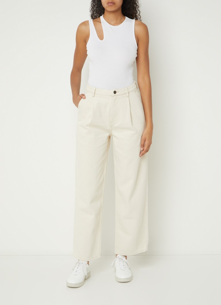 Pantaloni American Vintage cu talie înaltă, cu buzunare laterale și croială lată.