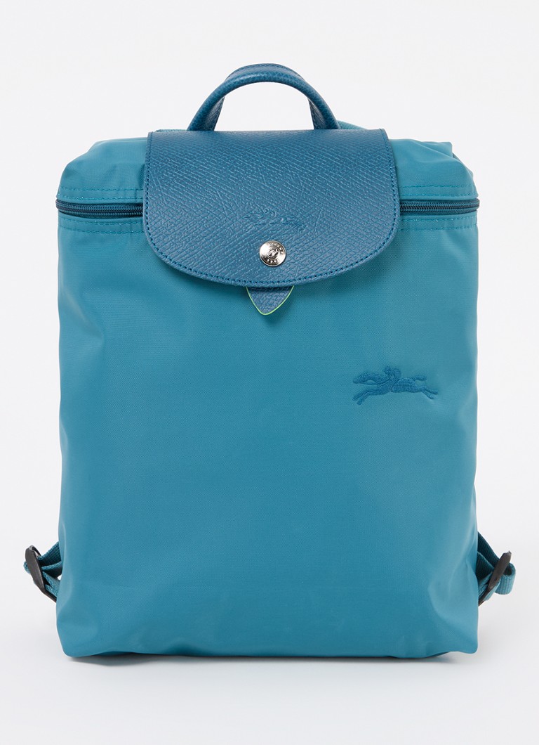 Longchamp Le Pliage Vihreä reppu nahkayksityiskohdilla