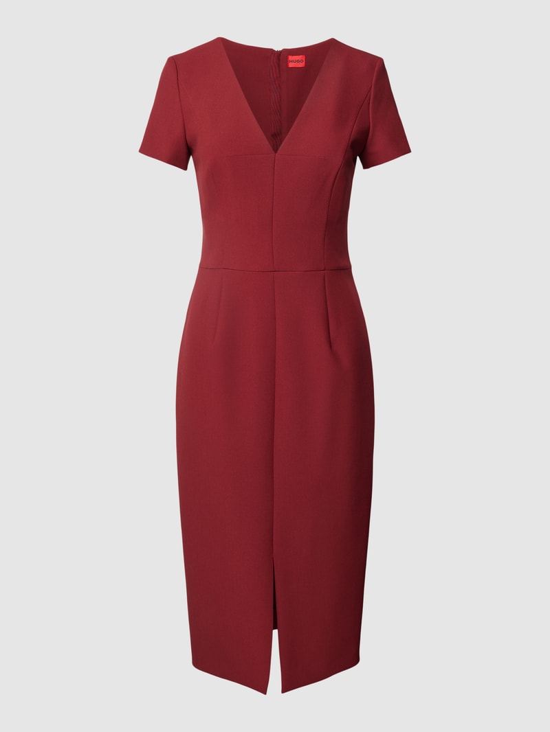 Midikleid mit V-Ausschnitt Modell 'Kalamara' in bordeaux rot