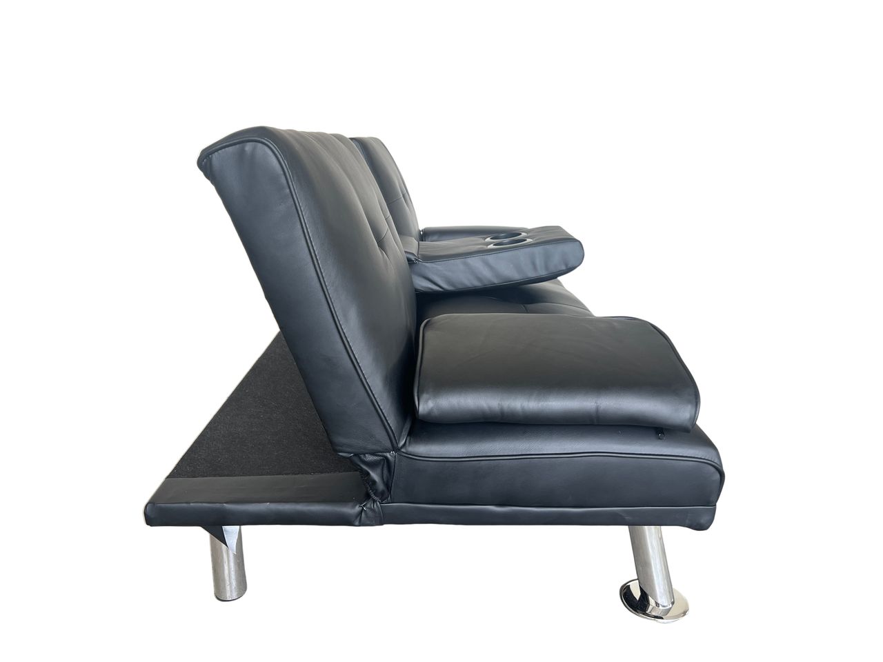 Better Home Schlafsofa mit Bettfunktion & zusammenklappbaren Getränkehalter schwarz