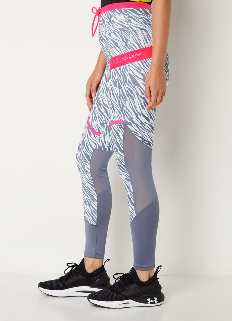 Calça legging cropped de cintura alta Emporio Armani com estampa de zebra