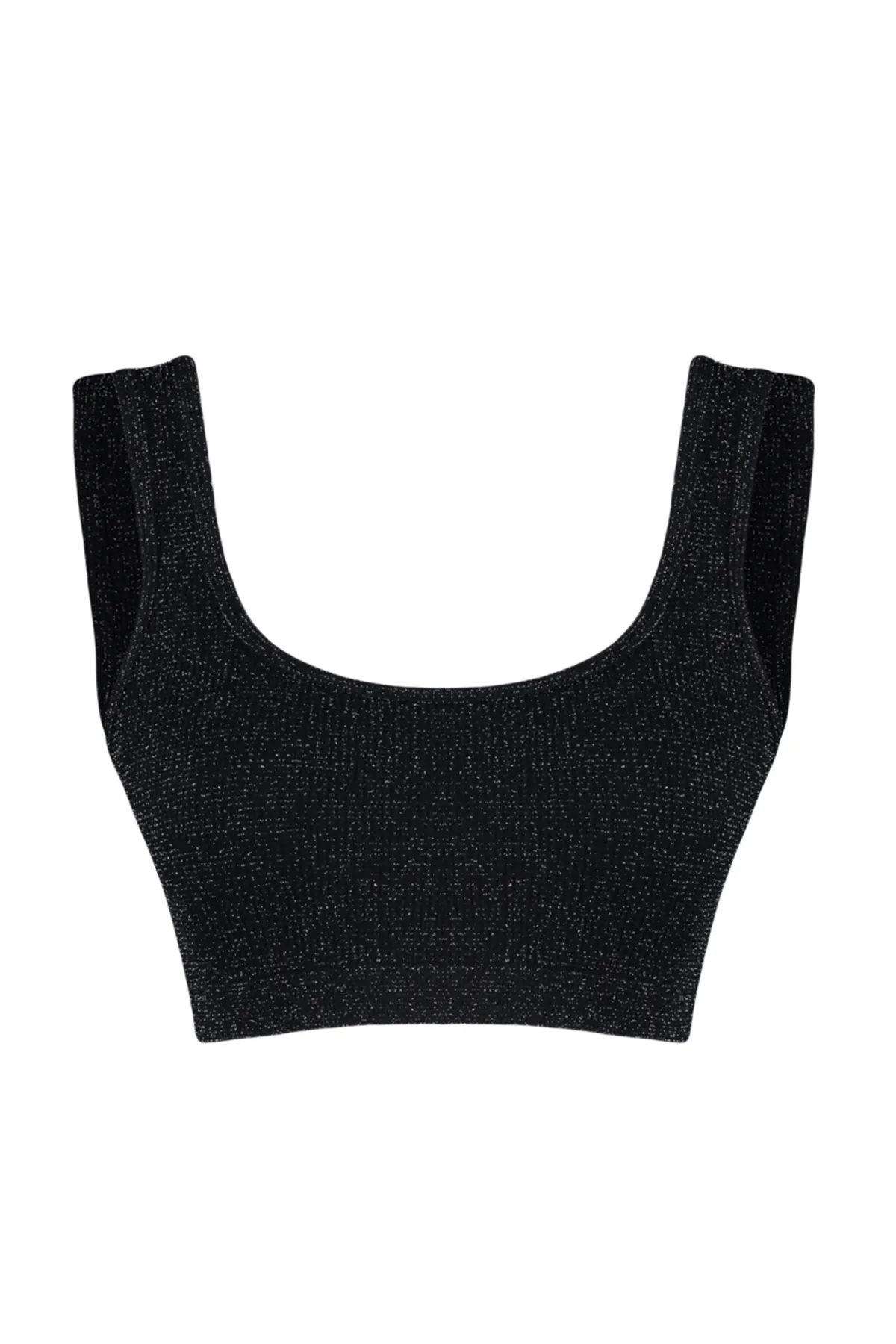 Trendyol Collection  Schwarzer nahtloser/nahtloser Lurex/silbrig gestrickter Sport-BH THMSS24SS00017