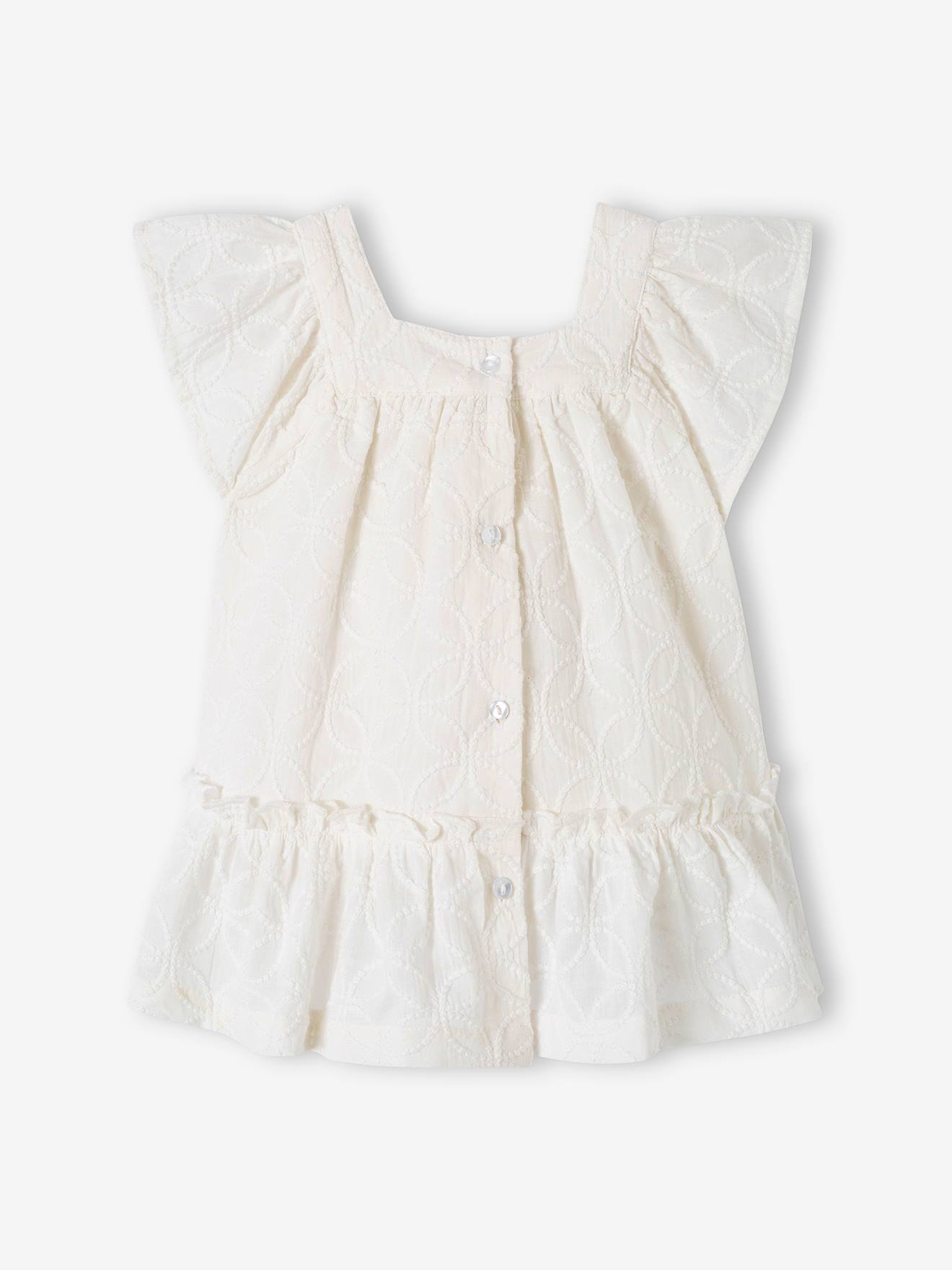 Vertbaudet Festliches Baby Kleid mit Stickereien - wollweiß
