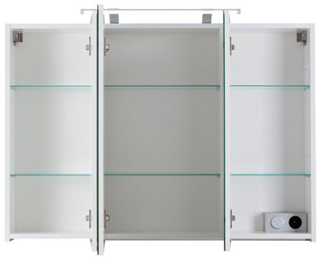 Schildmeyer Spiegelschrank Dorina Breite 100 cm, 3-türig, LED-Beleuchtung, Schalter-/Steckdosenbox