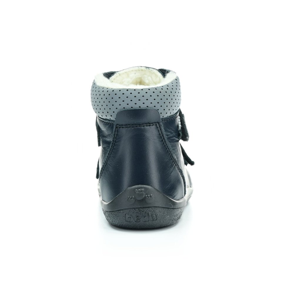 Beda Just Black (BF 0004/W/SO/MK) schwarze Winter-Barfußstiefeletten
