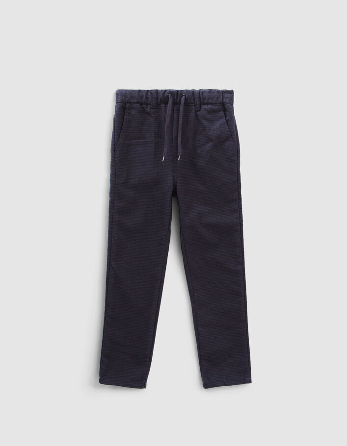 Jogger marine à motif pied-de-poule garçon