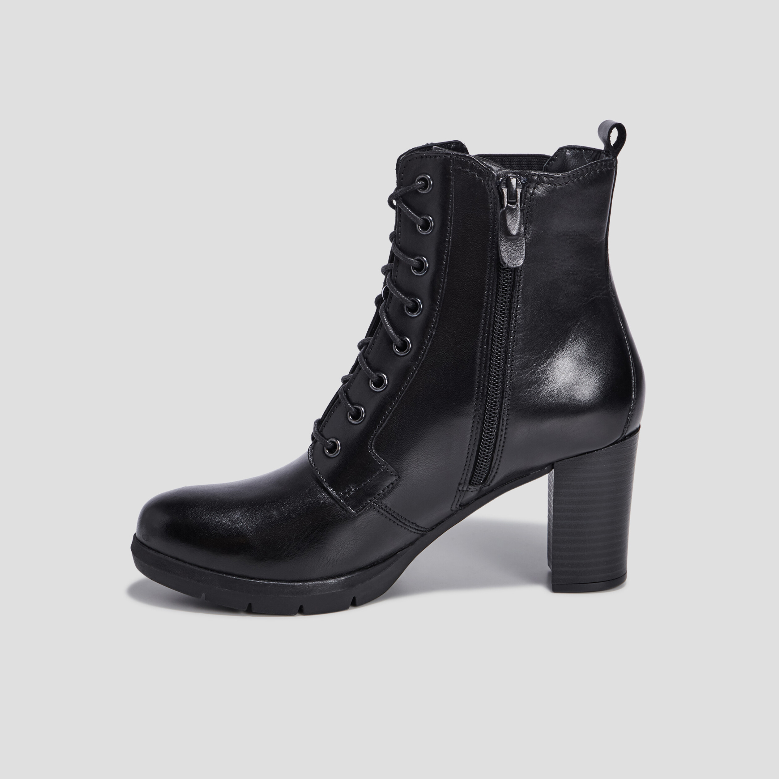 Bottines à talons en cuir noir femme | La Halle