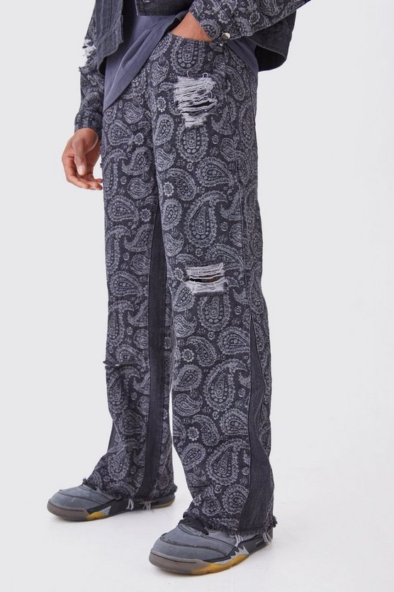 Lockere Jeans mit Paisley-Print