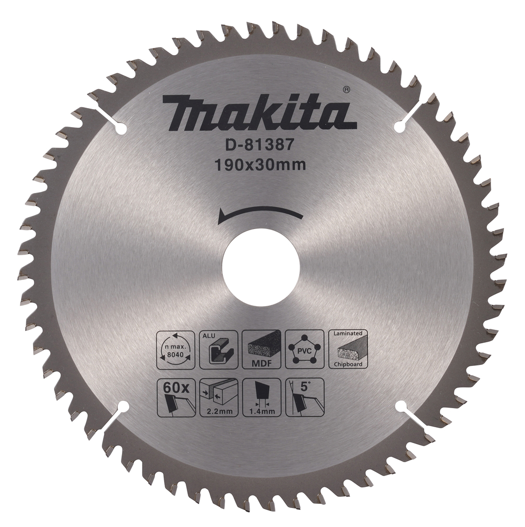 Makita Zubehör D-81387 Sägeblatt für verschiedene Materialien 190x30x2,4 60T 5g