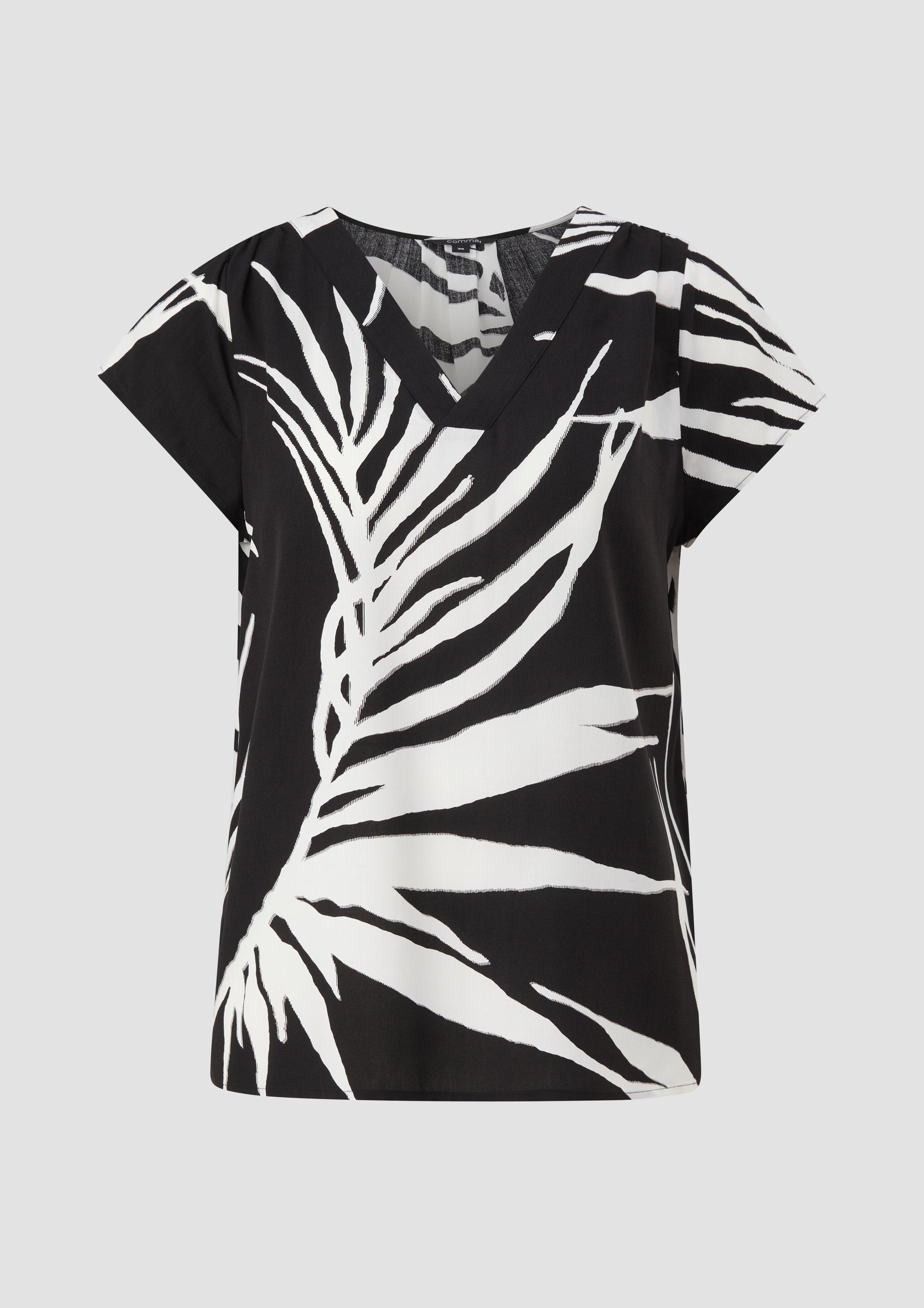 Viskosebluse mit Raffung - schwarz