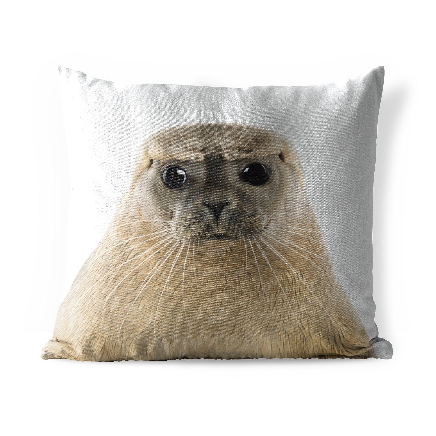 MuchoWow Dekokissen Jungen - Robbe - Kinder - Mädchen - Tiere, Kissenbezüge, Kissenhülle, Dekokissen, Dekokissenbezug, Outdoor