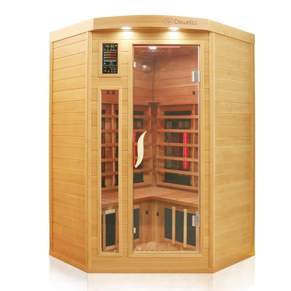Dewello Infrarotkabine Infrarotsauna LAKEFIELD PRO Hemlock/ Zeder 140cm x 140cm x 190cm Duo Strahler