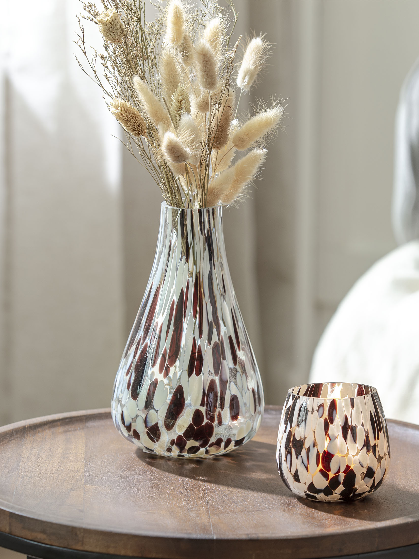 Therry Deko-Vase, Weiss/Braun