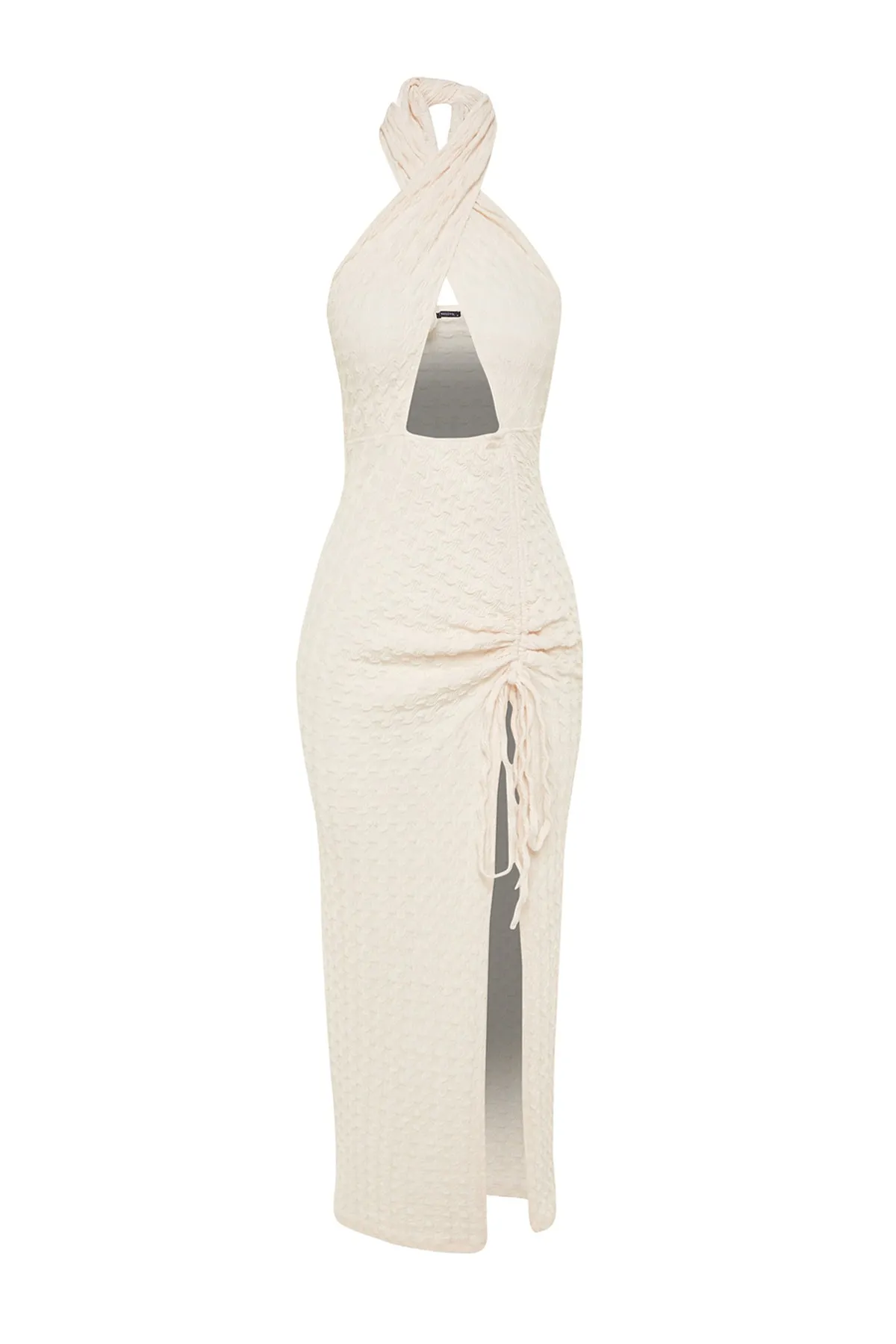 Trendyol Collection  Ecru-tailliertes Maxi-Strandkleid mit Cut-out/Fensterausschnitt TBESS23EL00098