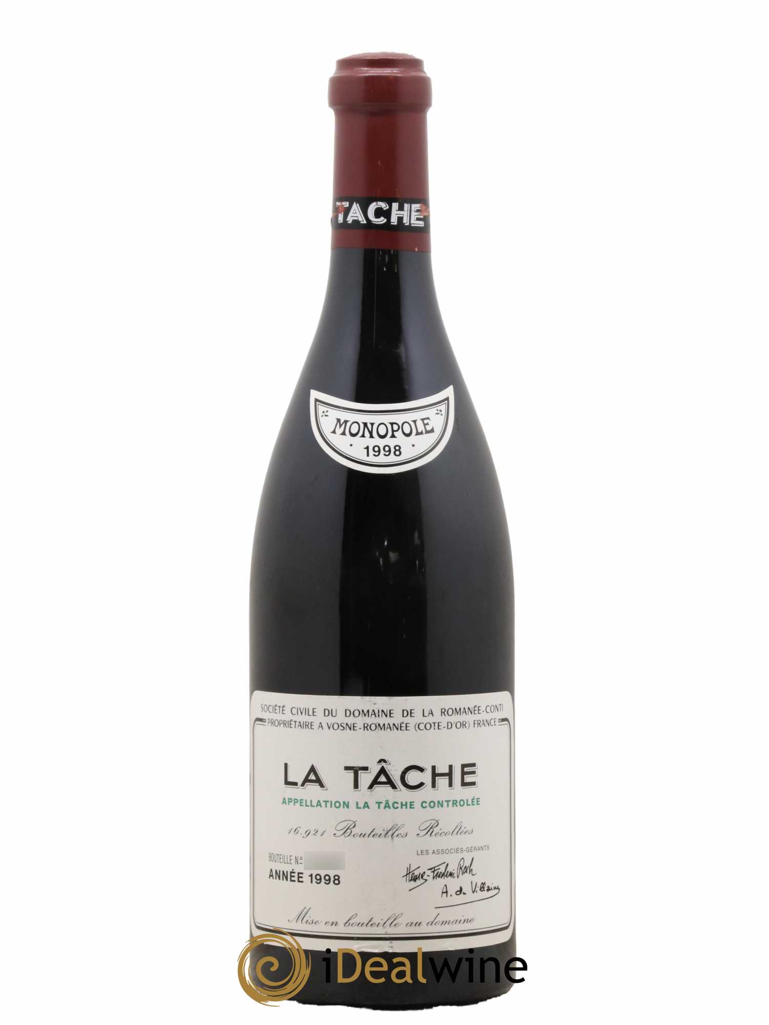 La Tâche Grand Cru Domaine de la Romanée-Conti  1998 - Lot de 1 Bouteille