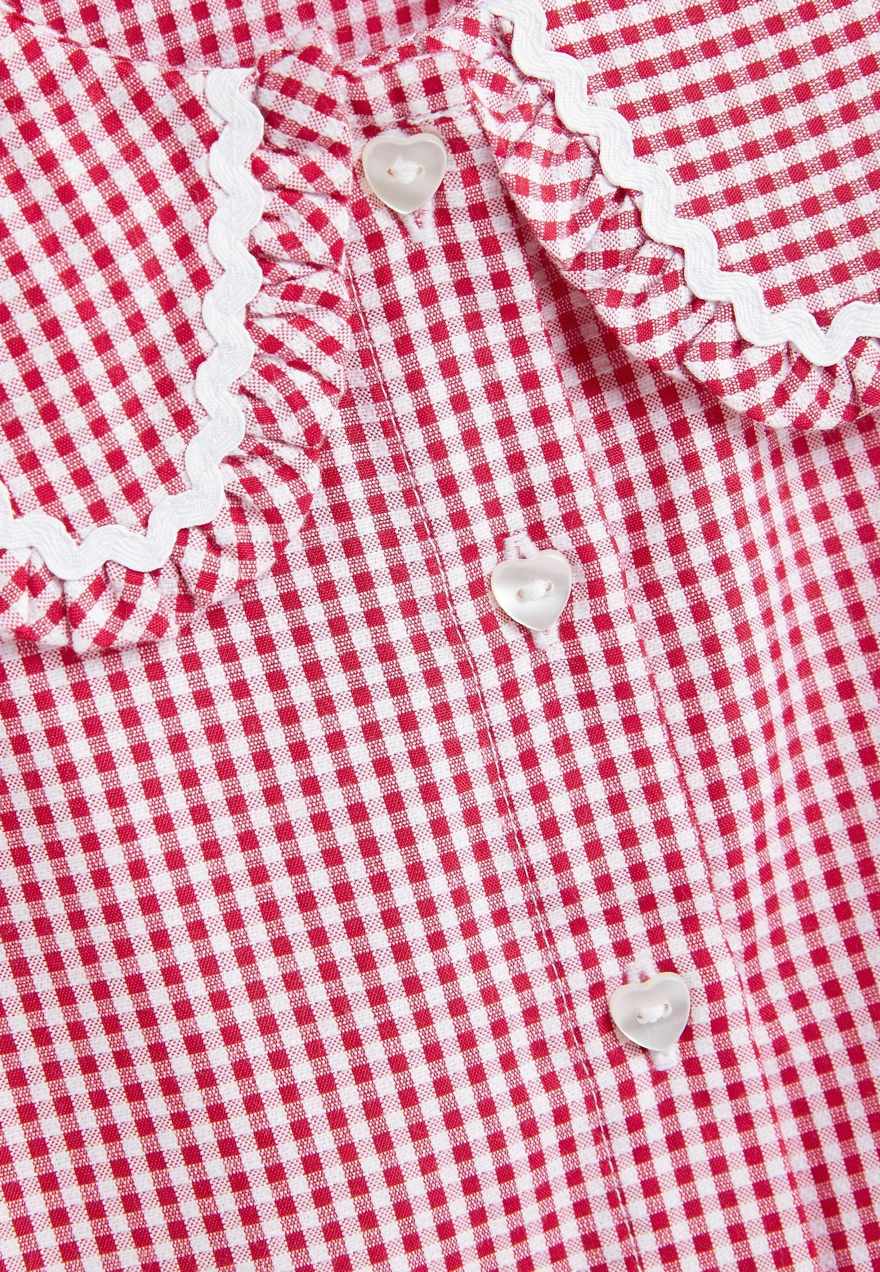 Siguiente VESTIDO ESCOLAR DE ALGODÓN CON CUADROS GUINGA Y CUELLO BONITO - Vestido camisero