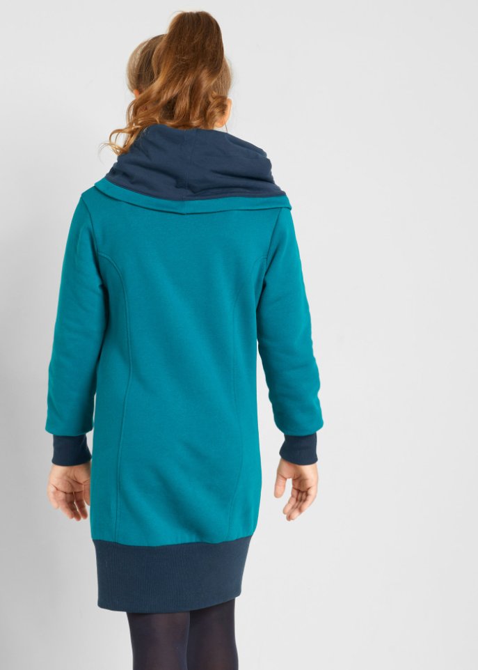 Mädchen Sweatkleid mit großem Kragen aus Bio-Baumwolle