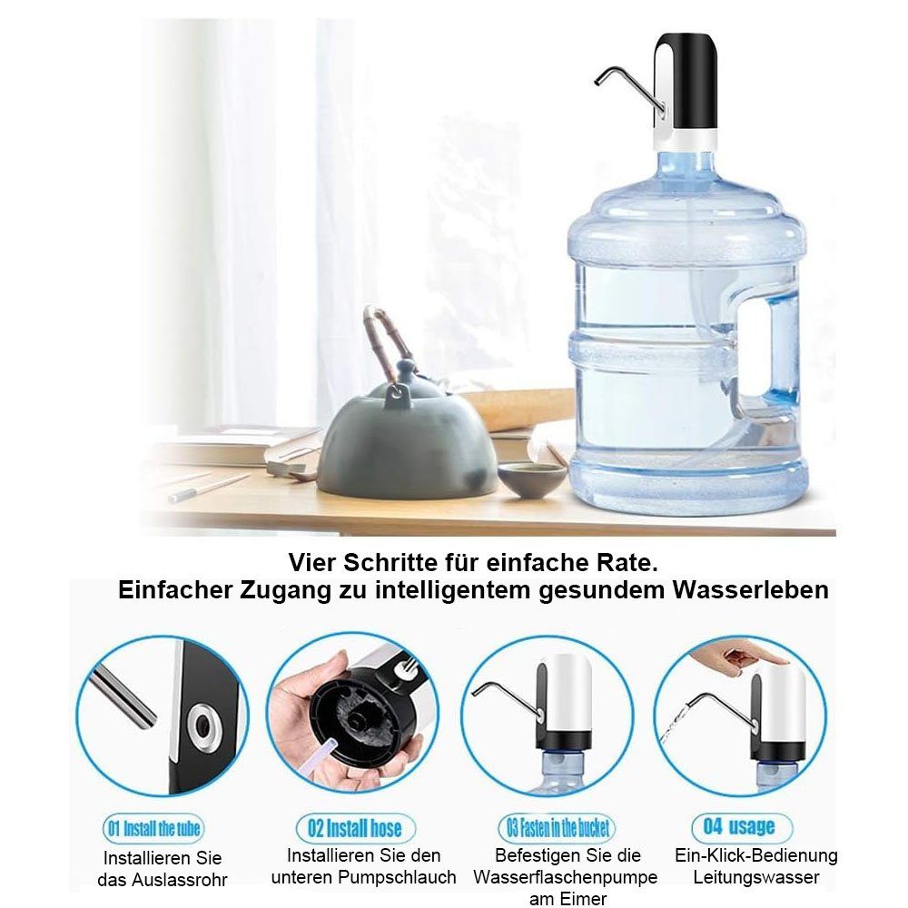 TUABUR Wasserpumpe Tragbare wiederaufladbare USB-Wasserspenderpumpe für den Haushalt