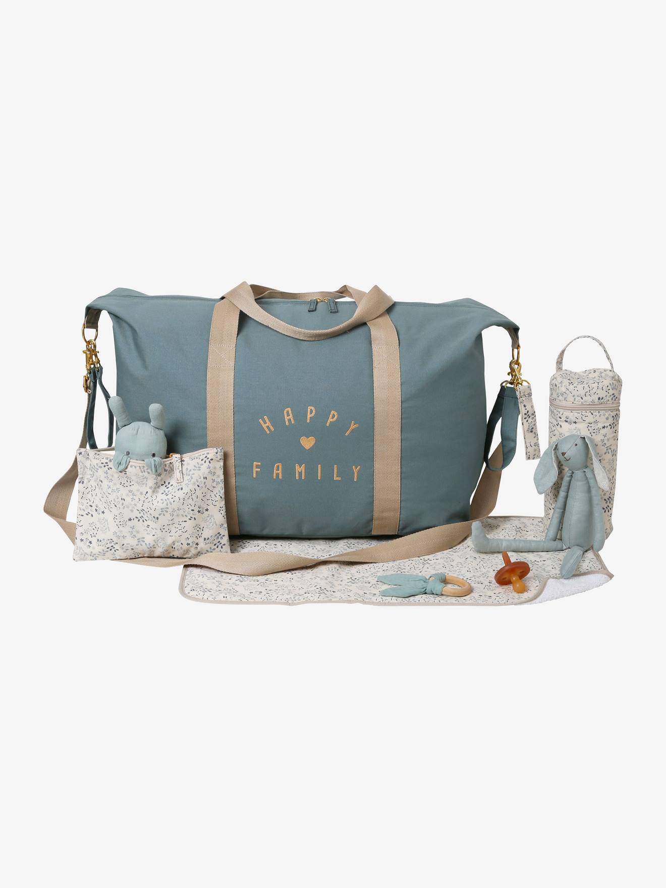 Vertbaudet Weekender Wickeltasche MALAGA - weiß/grün bedruckt