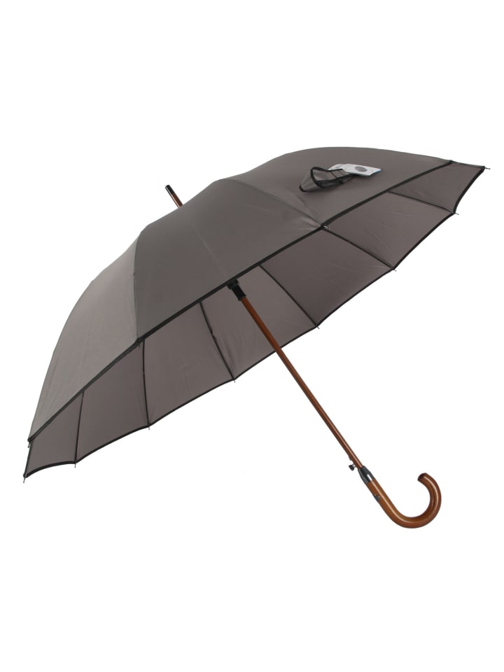 COFI 1453 Stockregenschirm Stockschirm Regenschirm Holzgriff mit Fiberglasstange in Grau günstig kaufen onesize