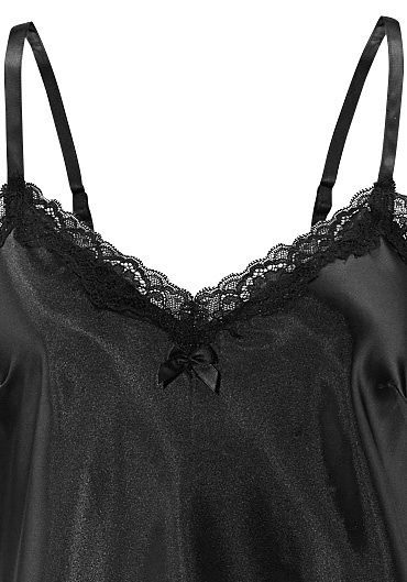 LASCANA Negligé Dessous aus edlem Satin-Stretch mit verführerischer Spitze