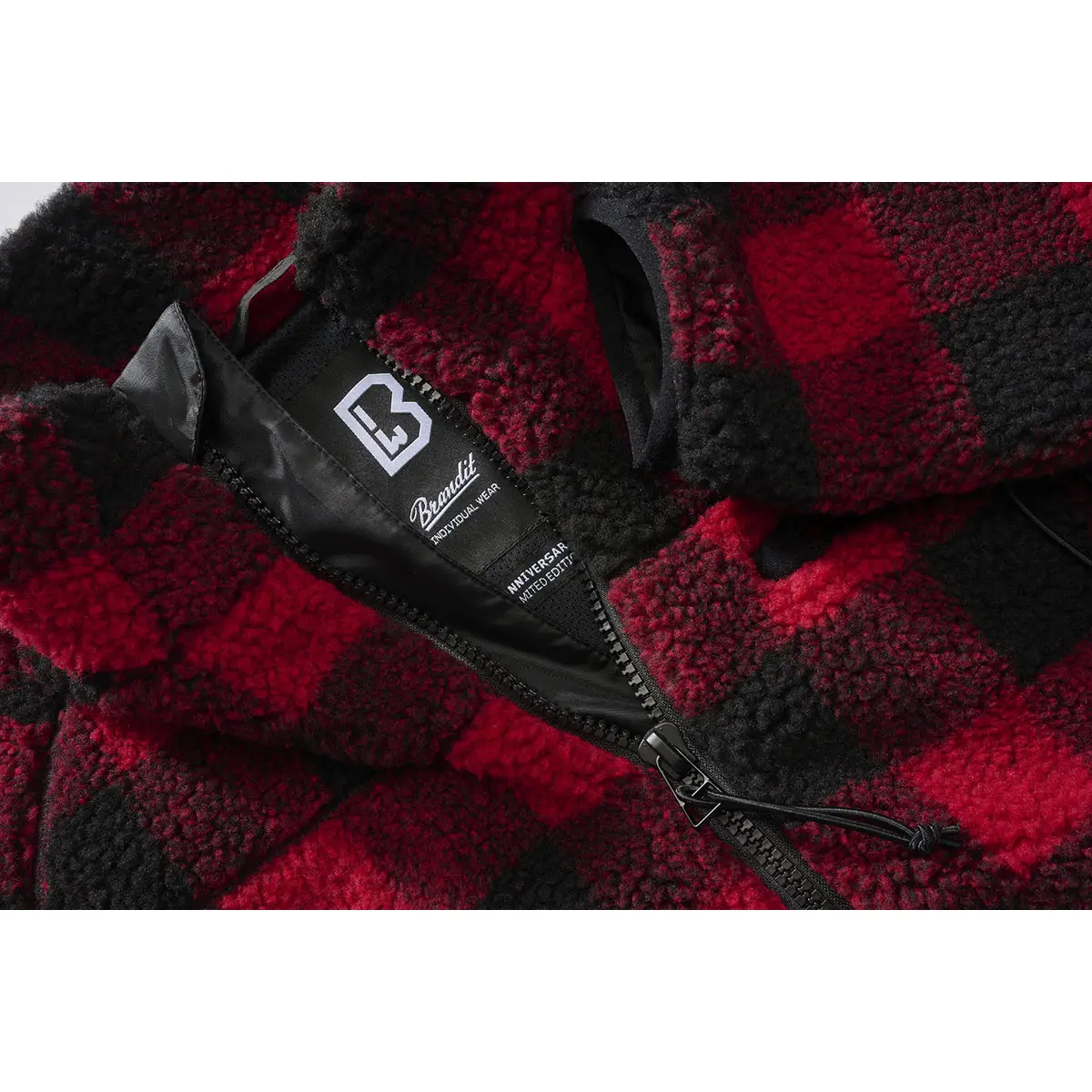 Teddyfleece Jacke rot-schwarz