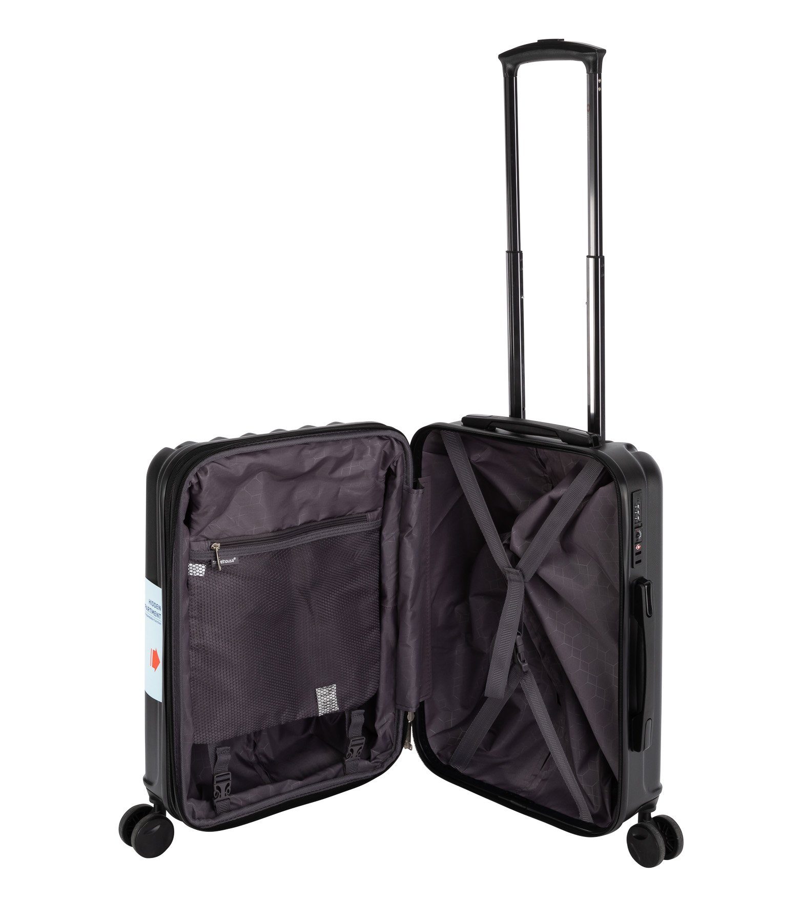 Travelhouse Handgepäck-Trolley Porto, 4 Rollen, Laptopfach in Dehnfalte, Schnellzugriff mit Reißverschluss