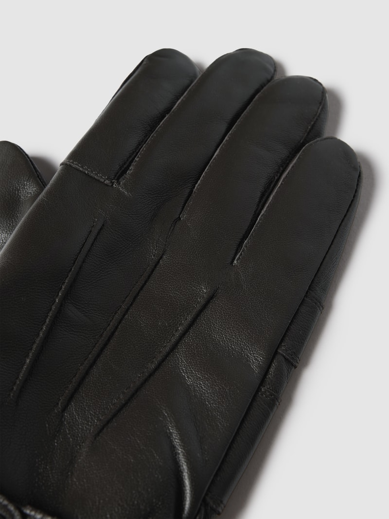 Lederhandschuhe mit Ziernähten in dunkelbraun
