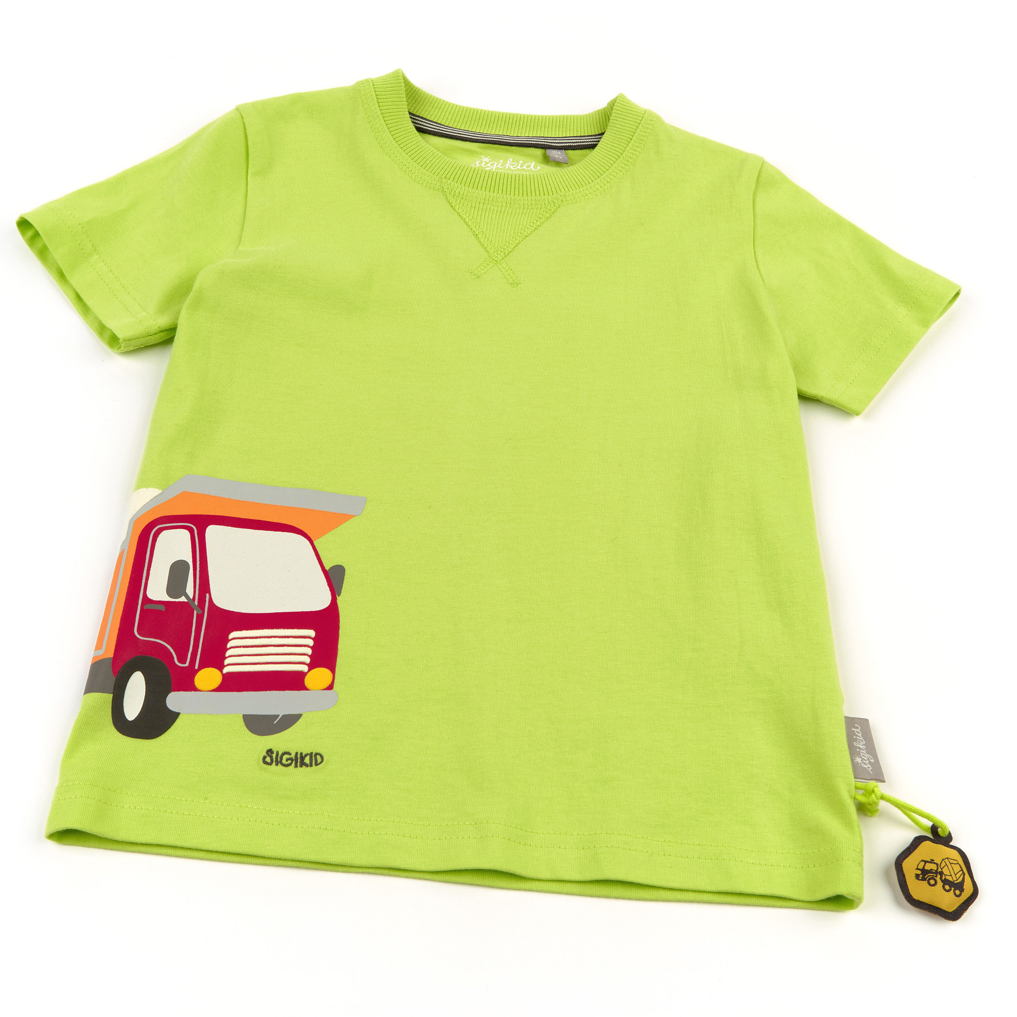 Hellgrünes T-Shirt mit LKW Motiv