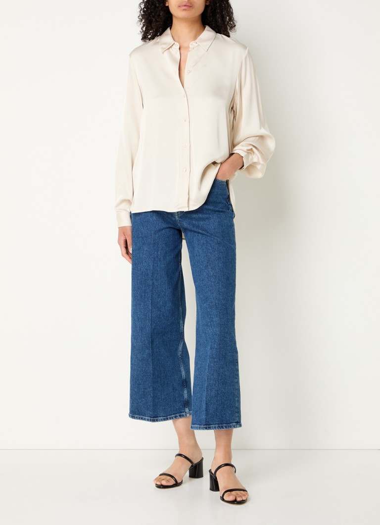 Pantaloni scurți din denim cu talie înaltă Calvin Klein, cu croi larg, spălare medie