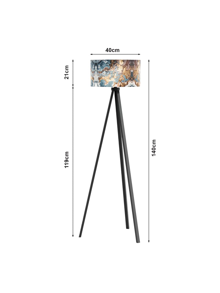 lux.pro Stehlampe Royal Tunbridge Wells in Grau Schwarz (H)140cm (B)40cm (T)40cm günstig kaufen onesize