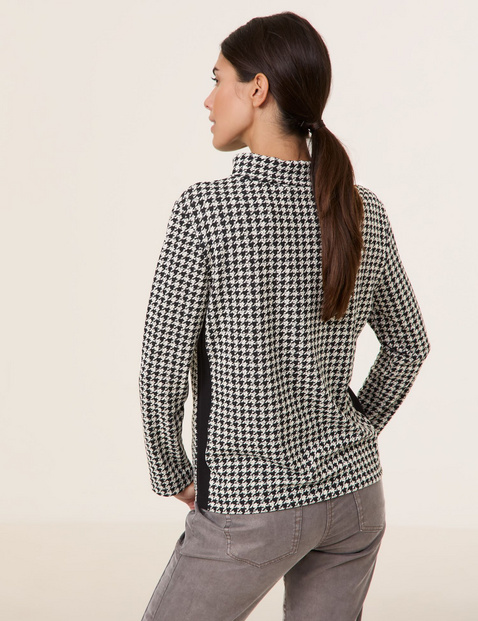 Langarmshirt mit Hahnentrittmuster
