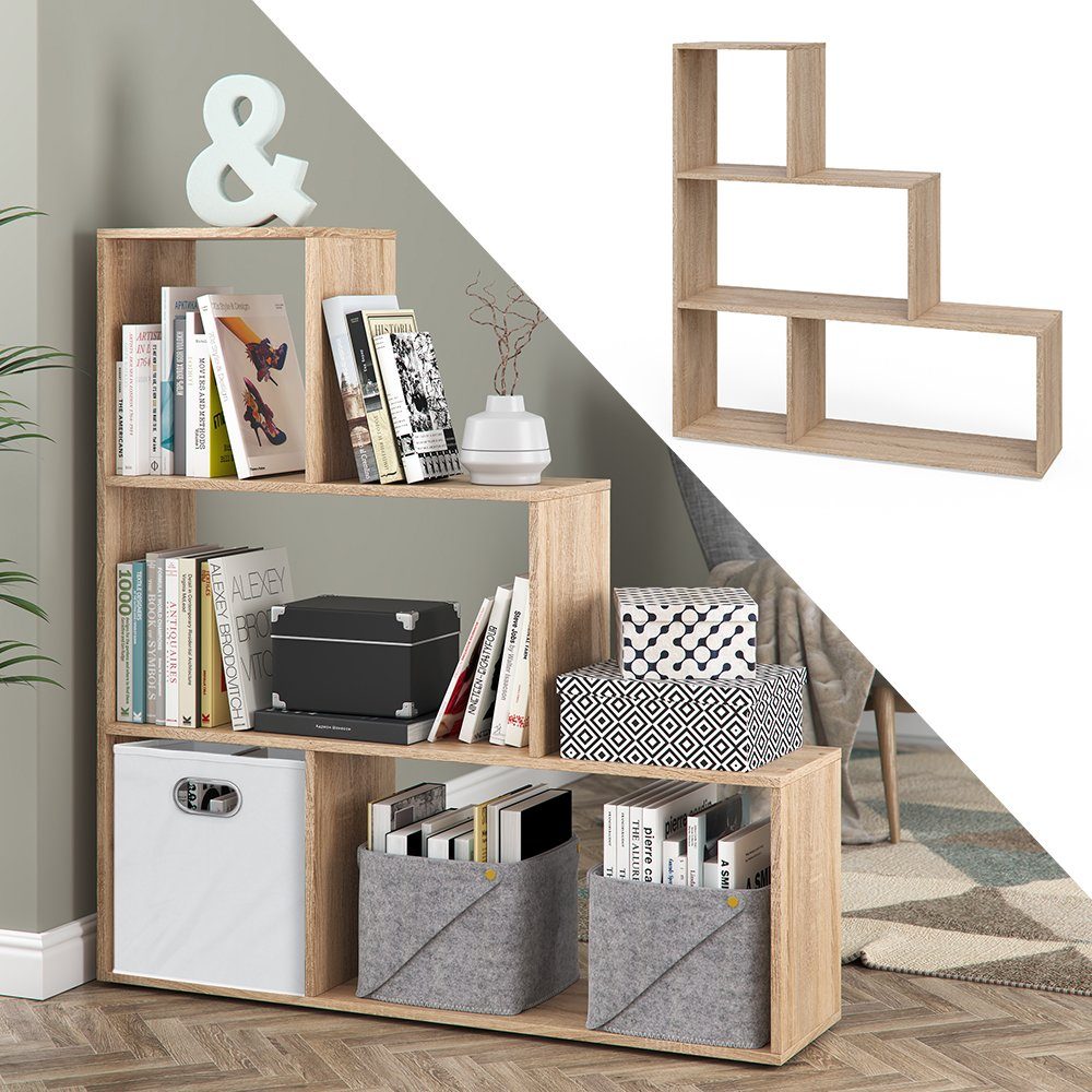 Vicco Raumteiler Bücherregal Standregal ASYM kurz Sonoma