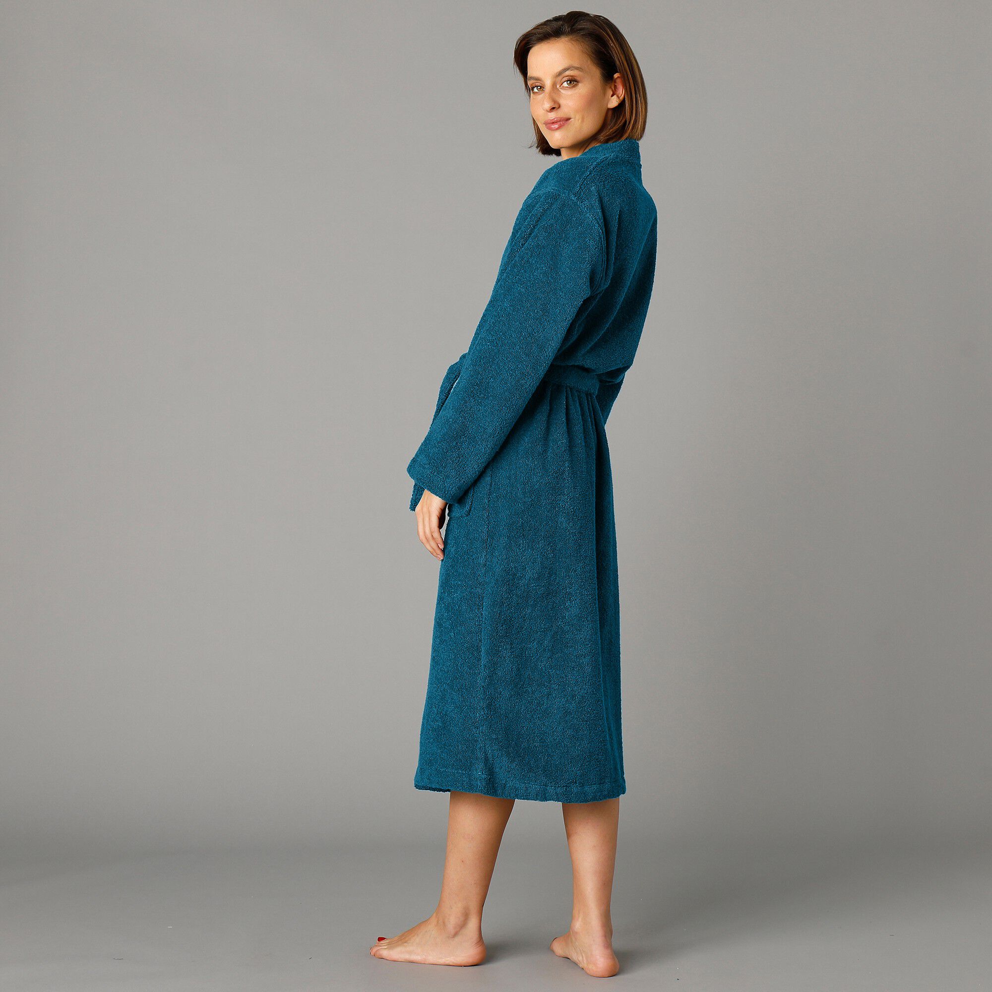 Peignoir mixte adulte col kimono éponge bouclette