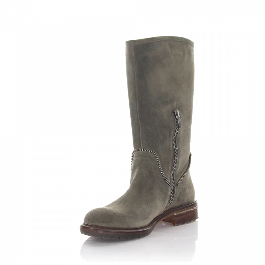 Rossano Bisconti - Stiefel SENSORY Veloursleder Metallverzierung Zierreißverschluss grau - grau