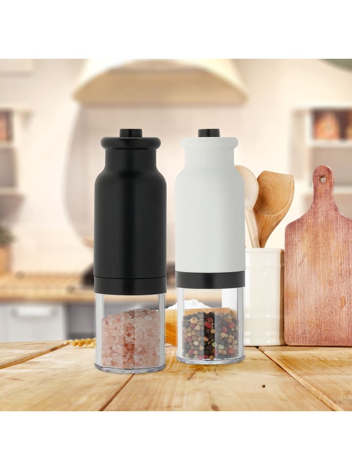relaxdays 2x Salz- und Pfeffermühle in Weiß/ Schwarz günstig kaufen onesize