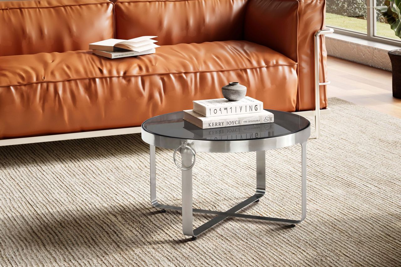 Wohnling Couchtisch Glas Ø 60 cm Rund Silber