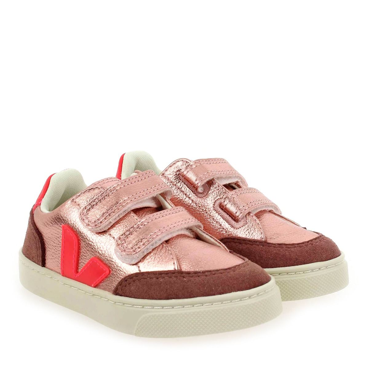 Veja  SMALL V12 VELCRO - Rose Fluo
