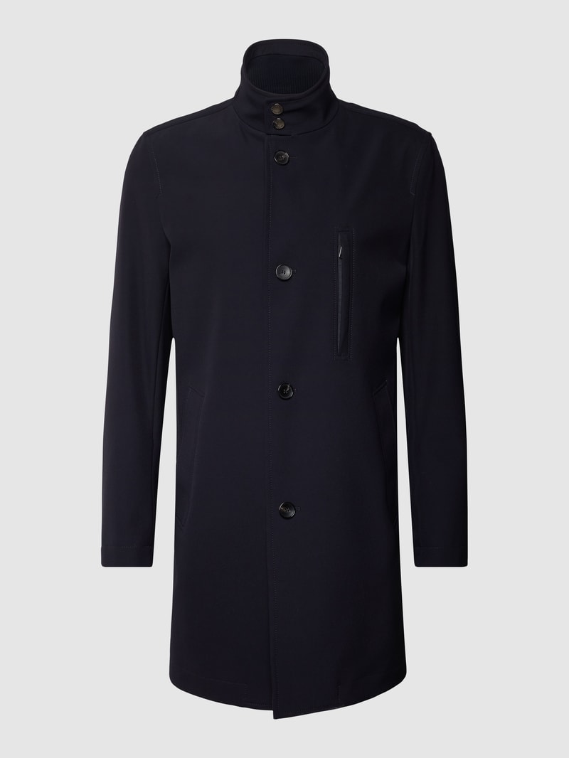 Slim Fit Mantel mit Stehkragen in marineblau