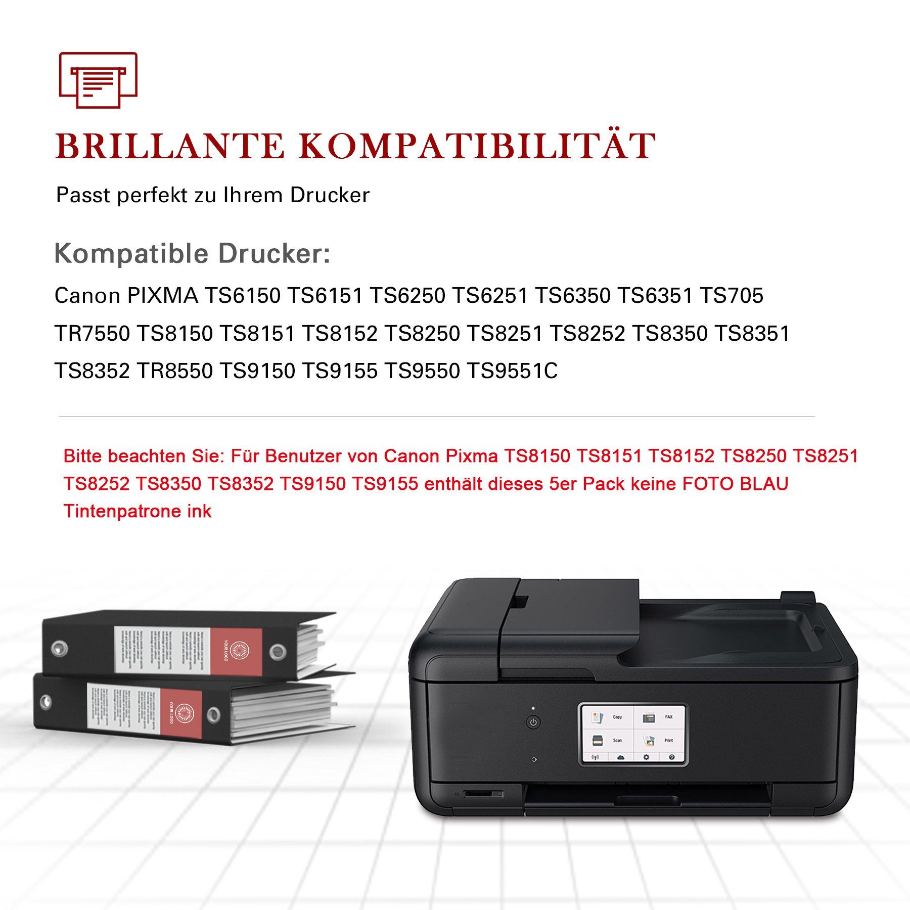 Toner Kingdom 5PK PGI-580XL CLI-581 XL für Canon 580 XL pgbk Tintenpatrone (Pixma TR8550 TS6350 TS8350 TS6150 TS8150 TS6250 TS9550)