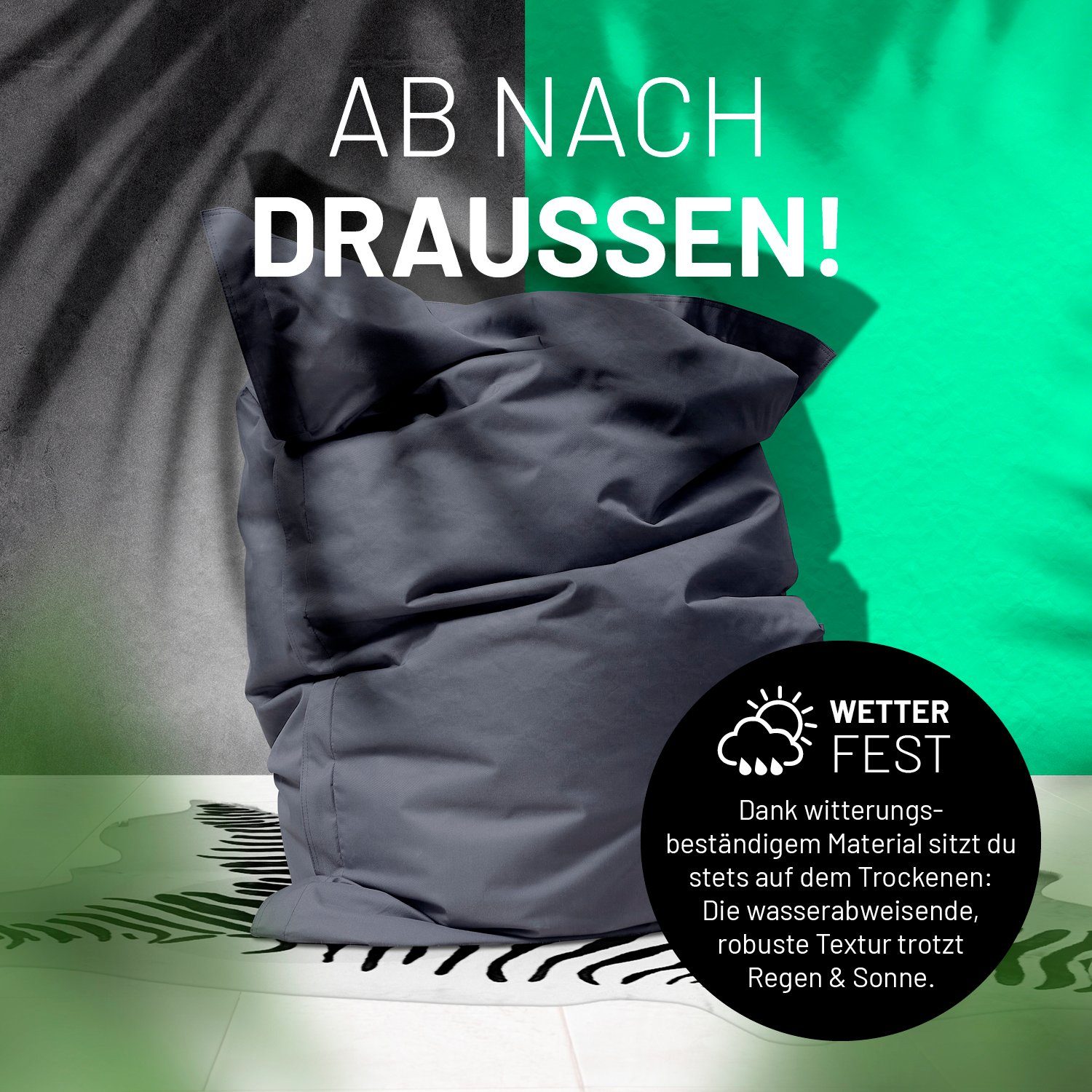 Lumaland Sitzsack Luxury Riesensitzsack XXL Bodenkissen, 380L 140x180cm waschbar wasserfest In-& Outdoor 5 Jahre Garantie