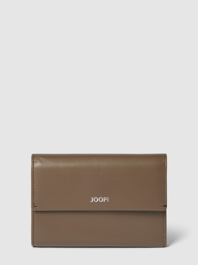 Portemonnaie mit Label-Detail Modell 'Sofisticato' in taupe
