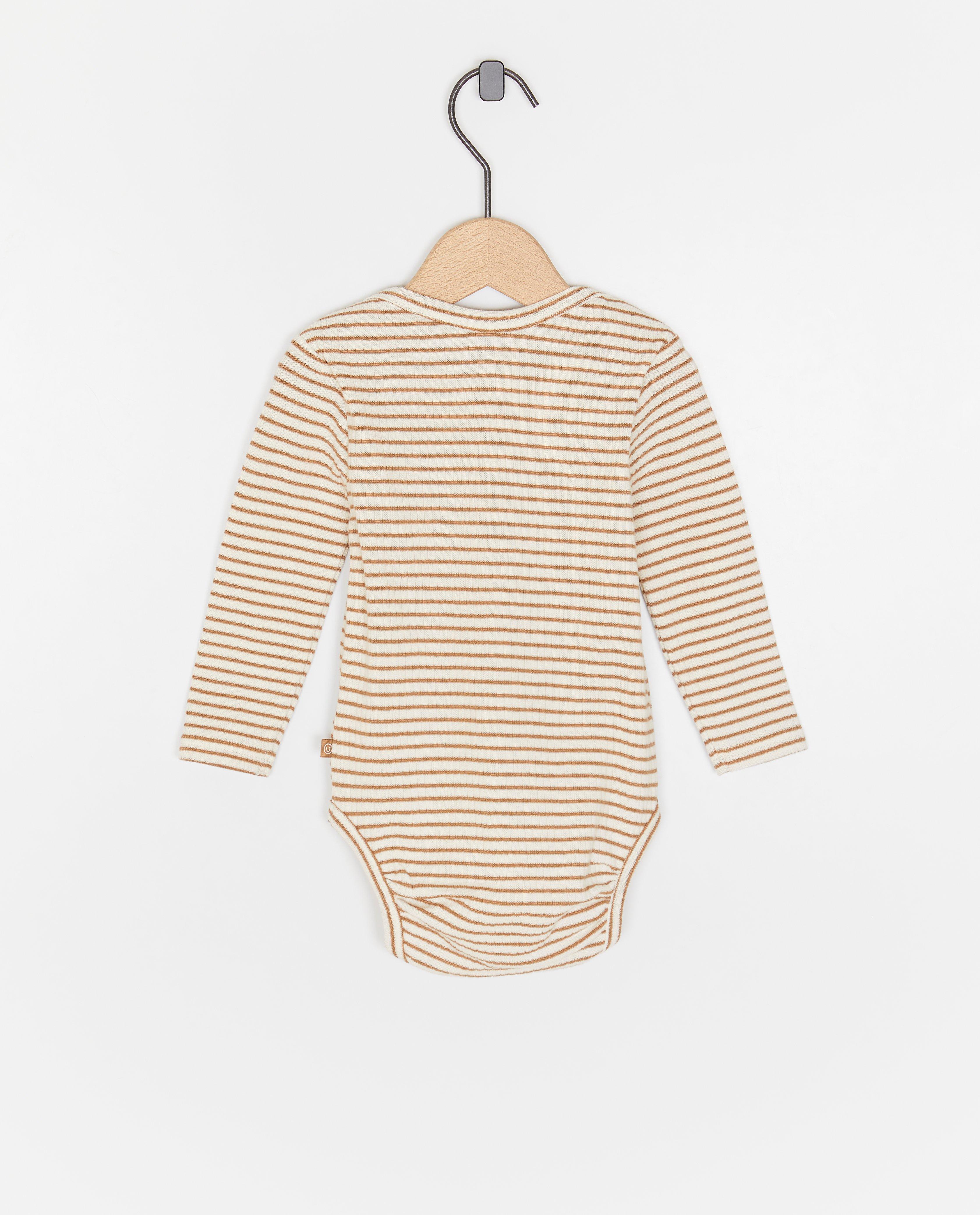 Salopetă cu guler tip plic din bumbac organic Cuddles and Smiles, bej