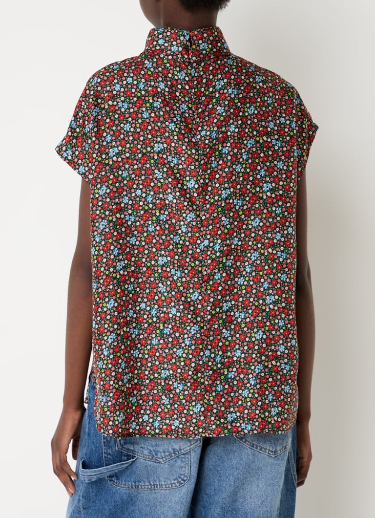 Top Geraldine in seta di Essentiel Antwerp, con stampa floreale.