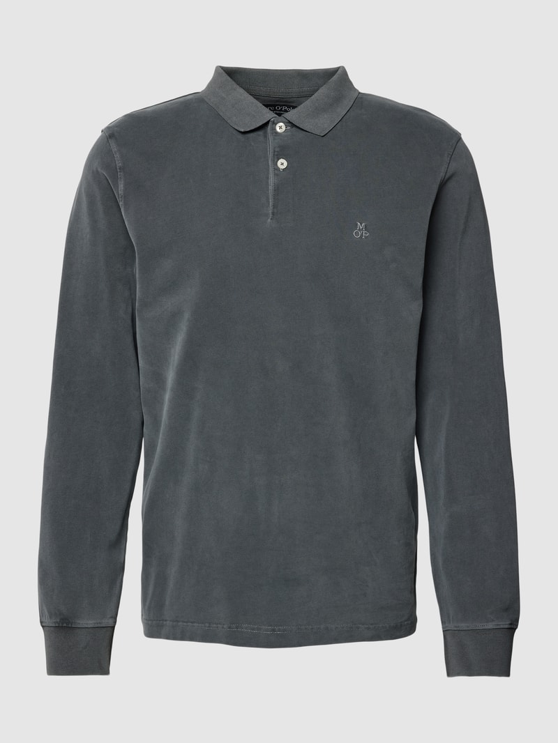 Poloshirt aus Baumwolle mit Label-Detail in anthrazit